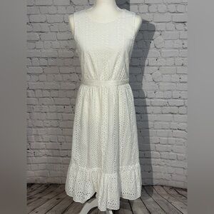 J. Crew White Eyelet Midi Dress Size 6